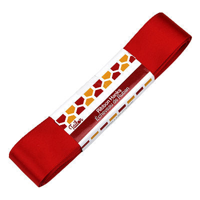 primary red 25mm wide satin ribbon hank