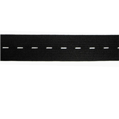 black polyester rubber 25mm button hole elastic