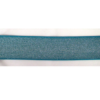 turquoise polyester, latex, and polyvinyl chloride 45mm metallic blend waistband elastic