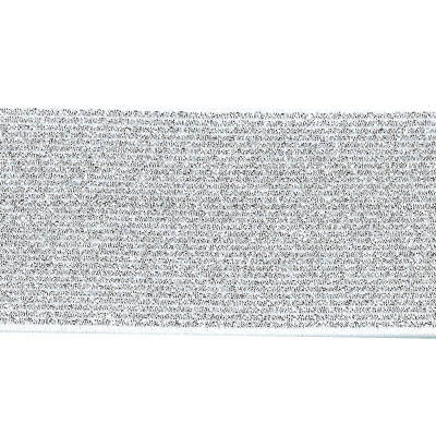 silver polyester, latex, and polyvinyl chloride 45mm metallic blend waistband elastic
