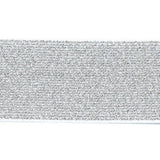 silver polyester, latex, and polyvinyl chloride 45mm metallic blend waistband elastic