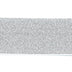 silver polyester, latex, and polyvinyl chloride 45mm metallic blend waistband elastic