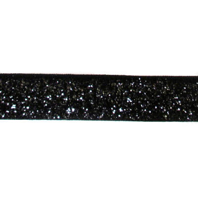 black 15mm polyvinyl chloride, spandex, and nylon glitter elastic 