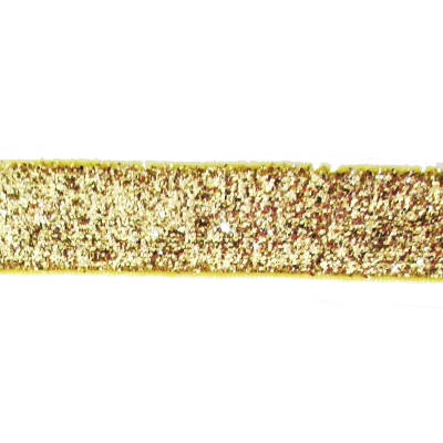 gold 15mm polyvinyl chloride, spandex, and nylon glitter elastic