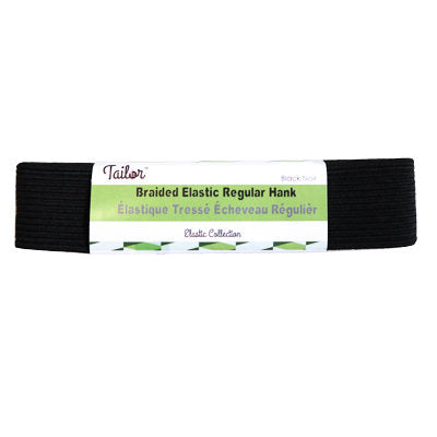 black polyester rubber 25mm braid elastic hank