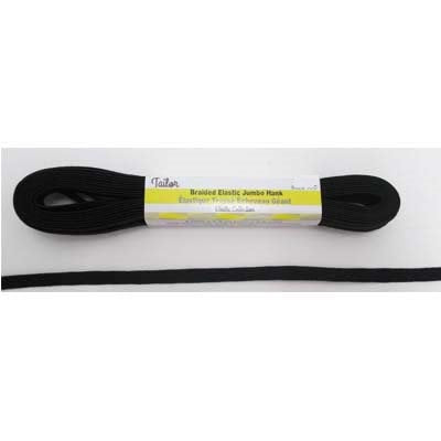black polyester rubber 6mm braid elastic hank
