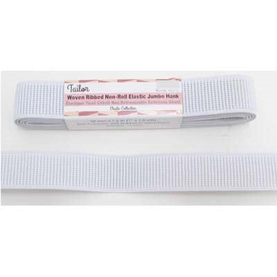 white polyester rubber 25mm non-roll woven ribbed elastic