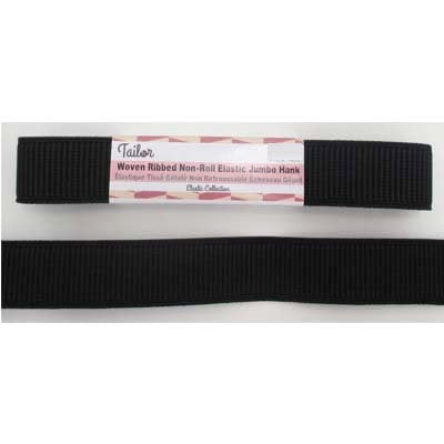black polyester rubber 25mm non-roll woven ribbed elastic