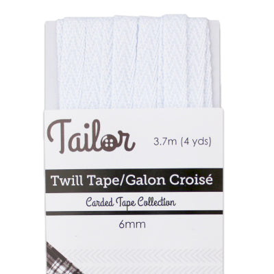 white polyester 6mm twill tape