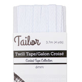 white polyester 6mm twill tape