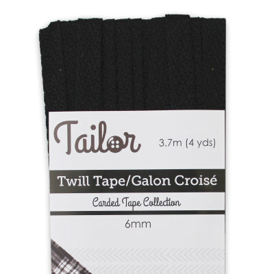 black polyester 6mm twill tape