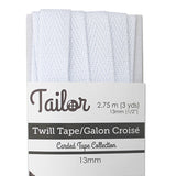 white polyester 13mm twill tape