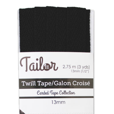 black polyester 13mm twill tape
