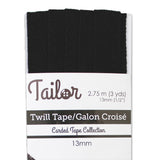 black polyester 13mm twill tape