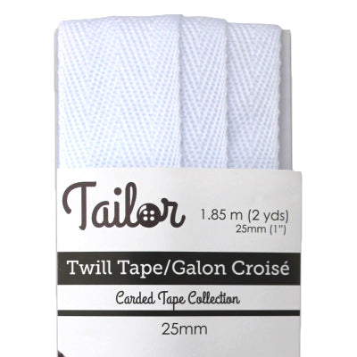 white polyester 25mm twill tape