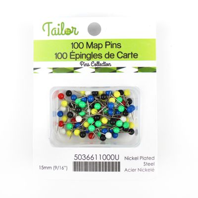 MAP PINS 15MM ASSORTED COLOUR