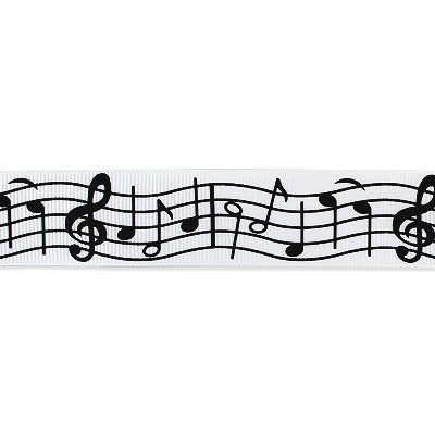 25MM GROSGRAIN RIBBON WITH MUSICAL PRINT