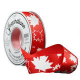 PRINTED GROSGRAIN 25MM - MAPLE LEAF