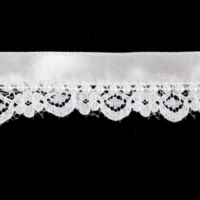 LACE WITH SATIN AND BEADS 1.8CM
