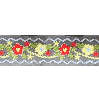 EMBROIDERED AND BEADED MESH FLORAL 5.5CM