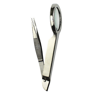 TWEEZERS POINTED WITH MAGNIFYING GLASS 8.9CM