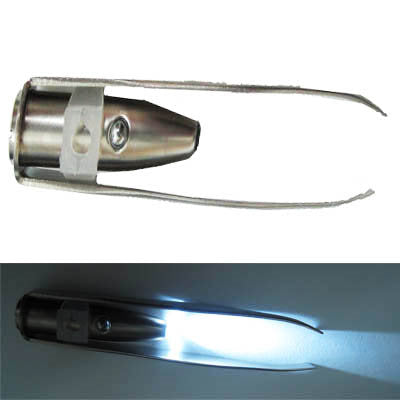 TWEEZERS WITH LED LIGHT 8.5CM (STAINLESS STEEL)