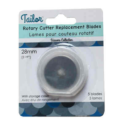  5 x replacement 28mm rotary blades for Tailor 28mm rotary cutter. comes with clear storage box