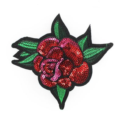 APPLIQUE ROSE SEQUINS 11CM X 12.1CM