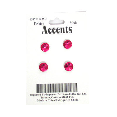4 X 8mm bright pink rhinestone buttons