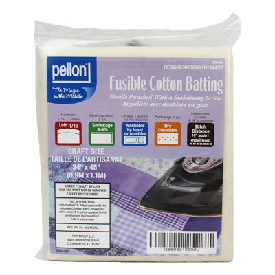 FUSIBLE COTTON BATTING WITH SCRIM - NEEDLE PUNCHED  (H-3445P)