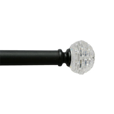 DRAPERY ROD 3/4" WITH FRACTURED FACETS CRYSTAL FINIALS 36"-66"