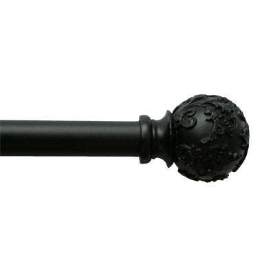 DRAPERY ROD 1" WITH FLORAL DESIGN  FINIALS 36"-72"